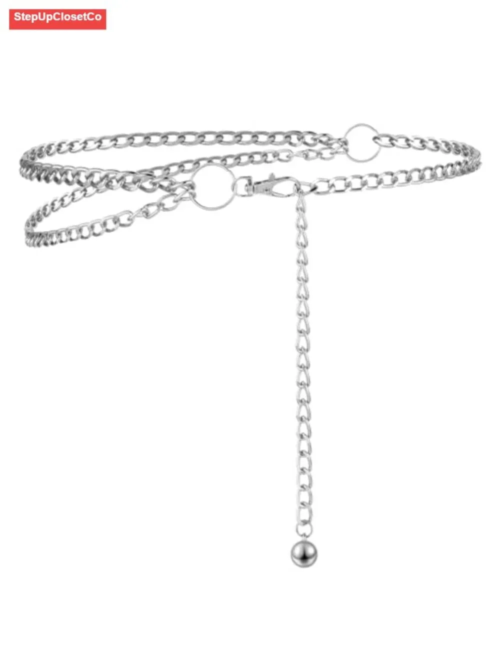 Women's Multi-Layer Chain Belt Adjustable Metal Waist Belt for Dresses Pants